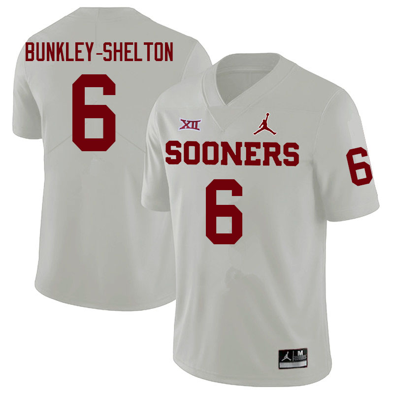 Men #6 LV Bunkley-Shelton Oklahoma Sooners College Football Jerseys Sale-White